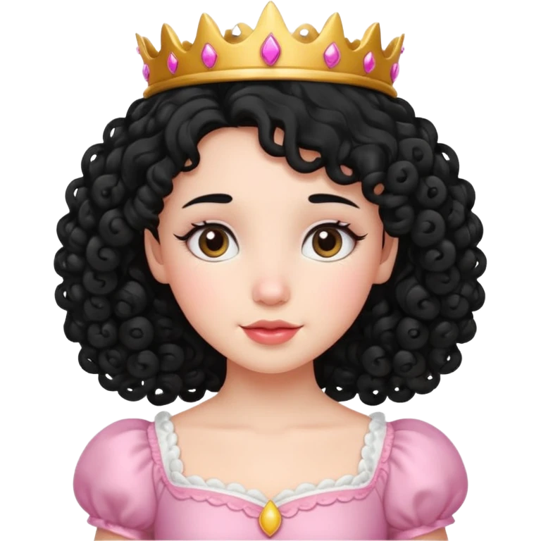Princesa banca con el pelo rizado y el pelo negro linda emoji