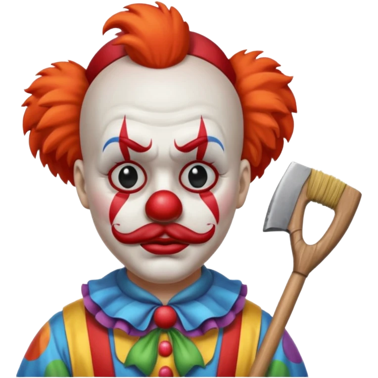a sad clown with a broom and an axe emoji