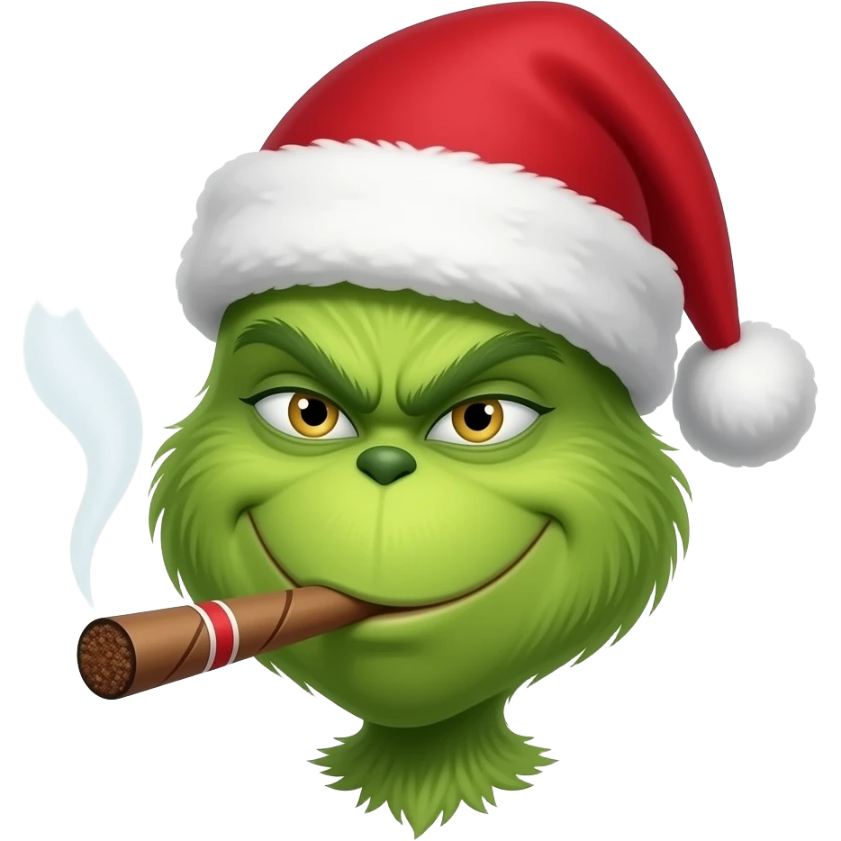 The grinch who stole Christmas smoking a blunt emoji