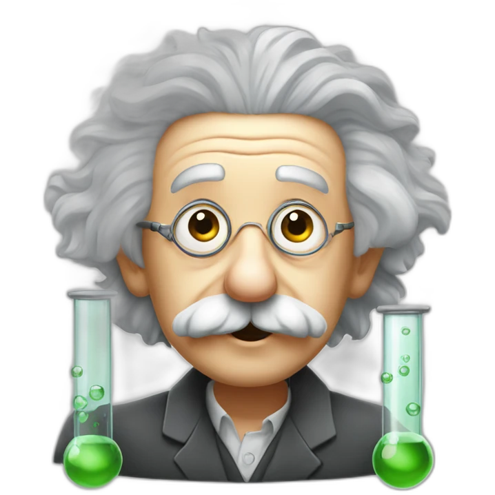 Albert Einstein with test tubes emoji