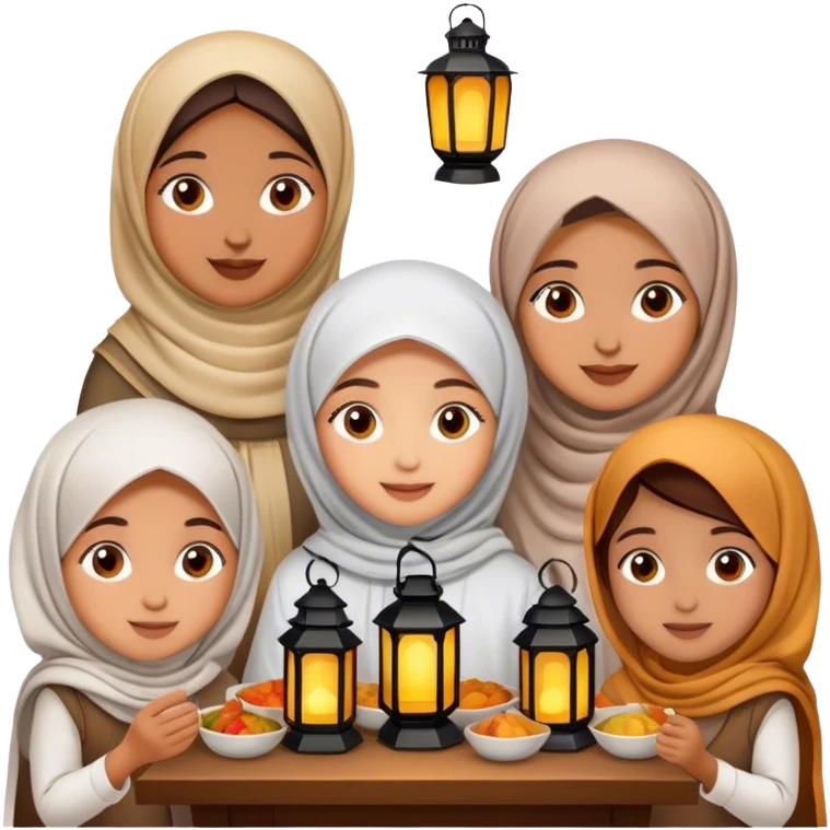Feast for girls with Ramadan lantern  emoji