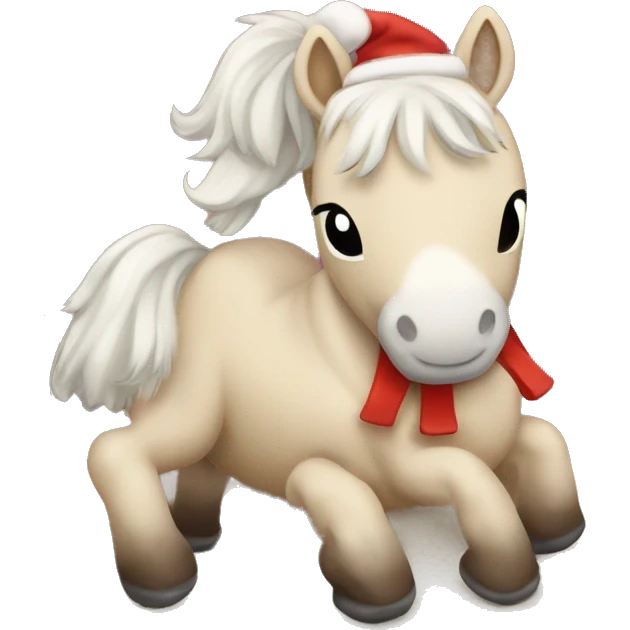 Creme horse with a cozy Christmas rug emoji