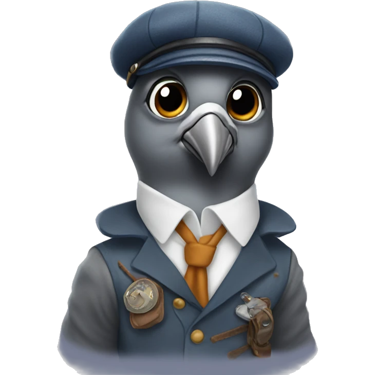 pigeon in an amelia earhart costume emoji