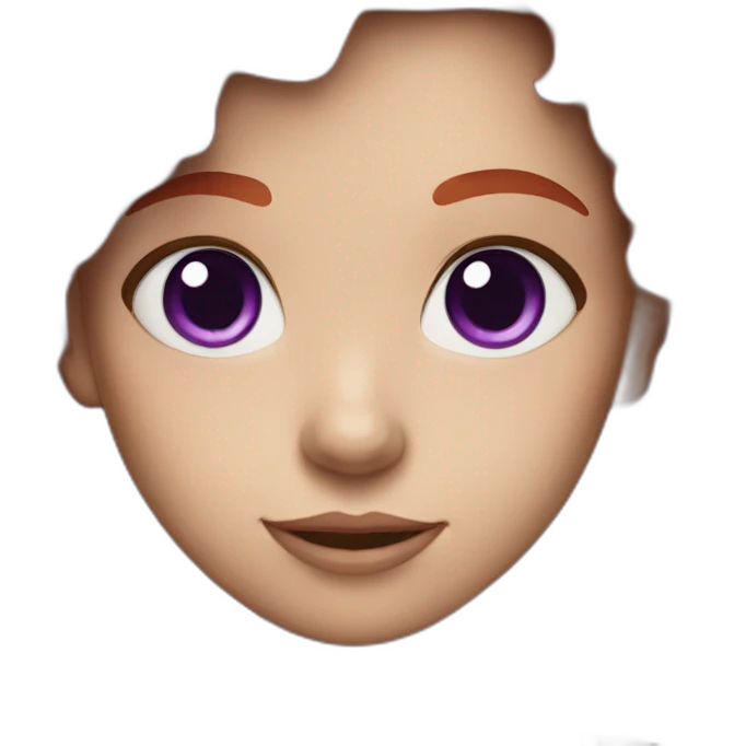 A girl with red hair and purple eyes with tall hair emoji