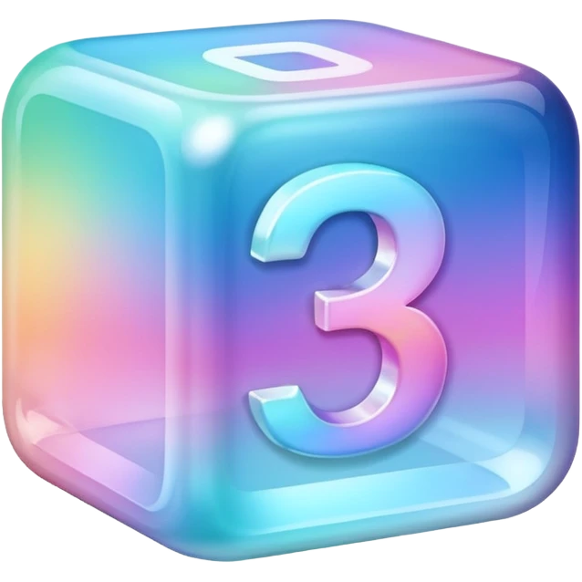 3D digit 1, glass, holographic, pastel gradient emoji