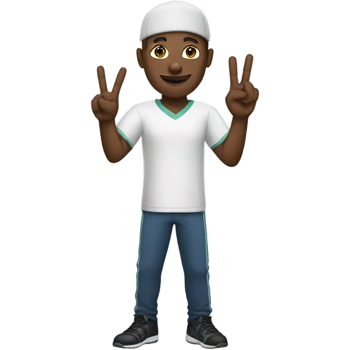Black man wearing jersey doing peace sign emoji