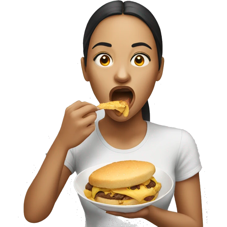 a women with open mouth and eating emoji