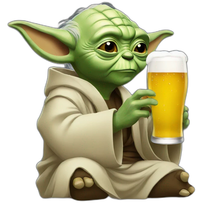 Yoda drinking beer emoji