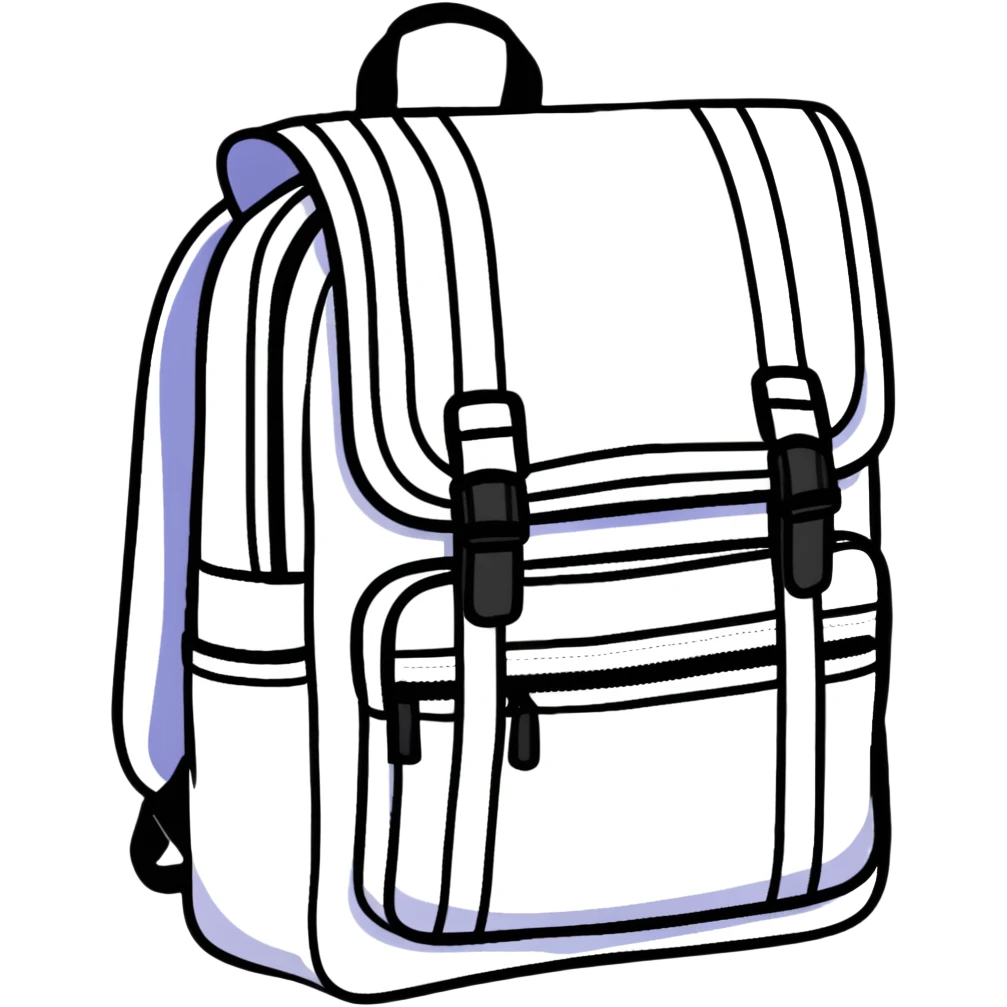 Colorful backpack with school supplies emoji