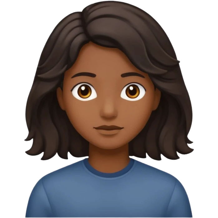 This is a cartoon-style avatar of a person with dark light wave hair, brown skin, and a calm expression emoji