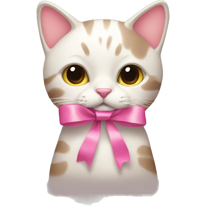 Cat with pink ribbon emoji