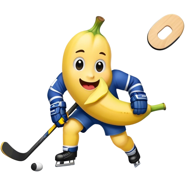 Banana playing hockey emoji