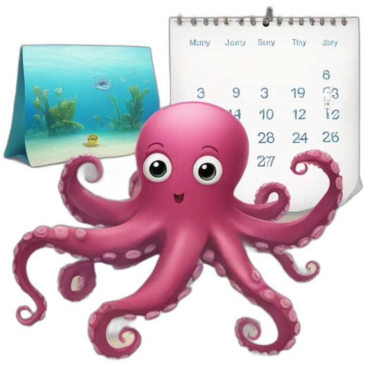 Octopus and a calendar emoji