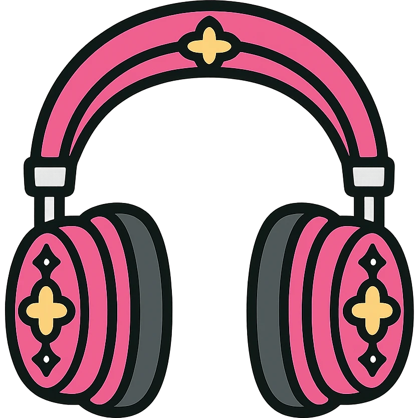 pink gothic headphones with gothic patterns and silver accents emoji