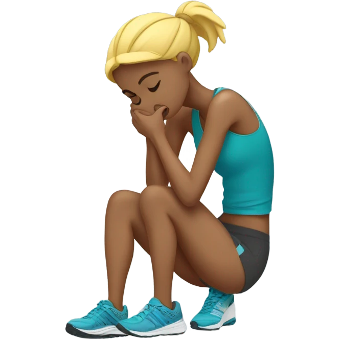 Exhausted runner putting on shoes.  emoji