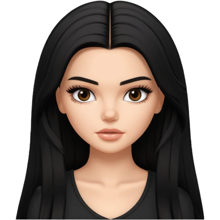 kendall jenner as pretty bratz baddie, black long hair emoji
