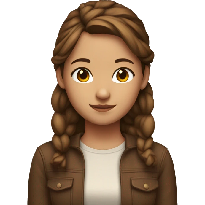 girl with headpones, layered brown hair, brown  emoji