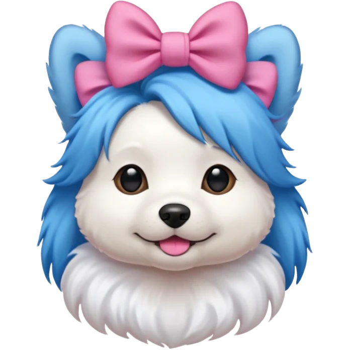 dog with blue hair and pink bow on head emoji