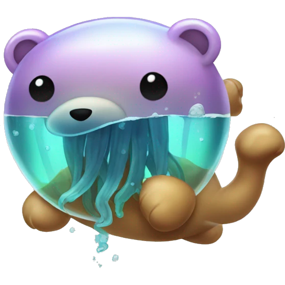 Jellyfish drinking bear emoji