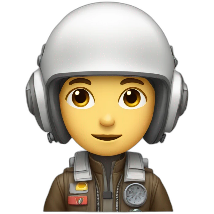 A white young boy with brown hair and a airplane pilot suit and a radio helmet emoji