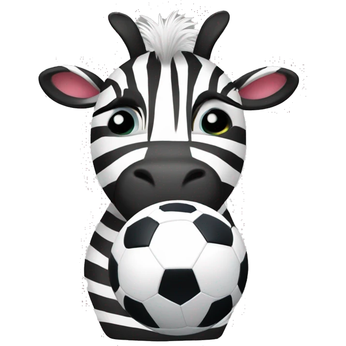 Cute zebra with a soccer ball emoji