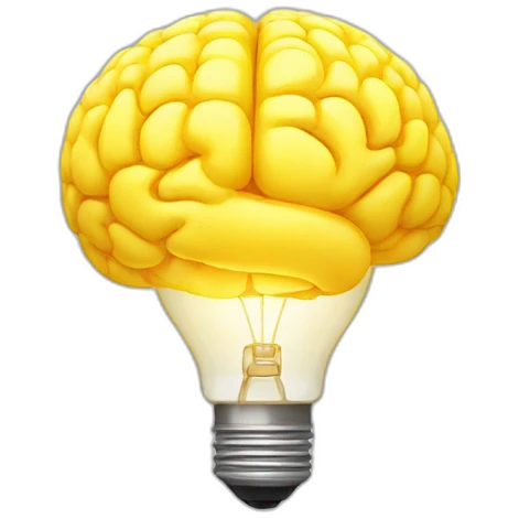 yellow brain with lamp shining emoji