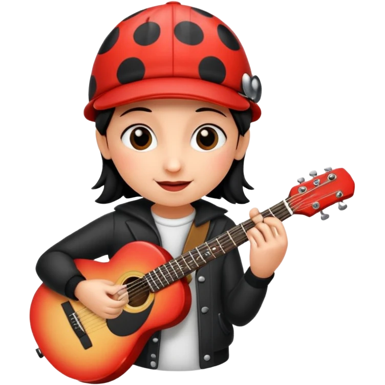 ladybug with a guitar and a cap emoji