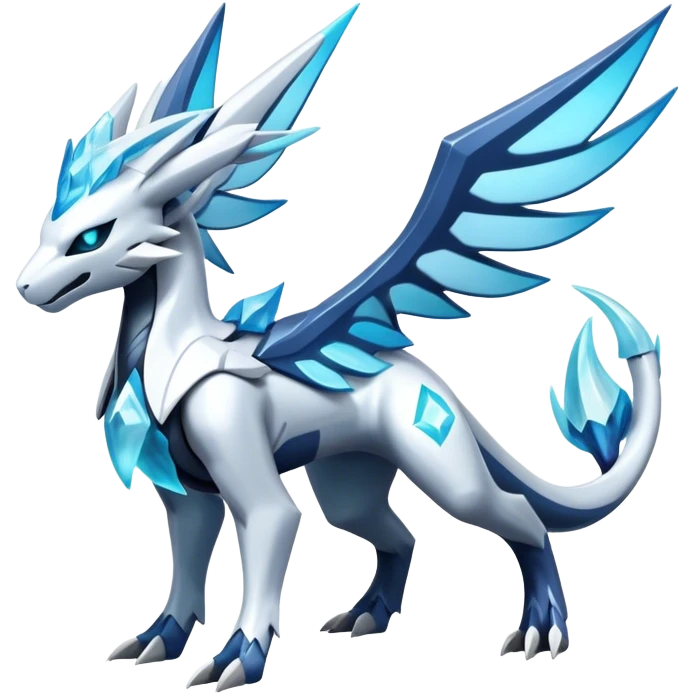 Futuristic Kyurem-reshiram-Glaceon-dialga-suicune-hybrid, full body emoji