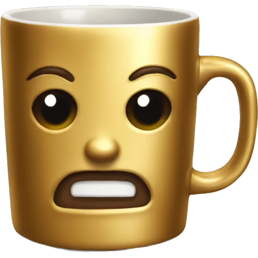 vintage Metallic Gold mug of coffe emoji
