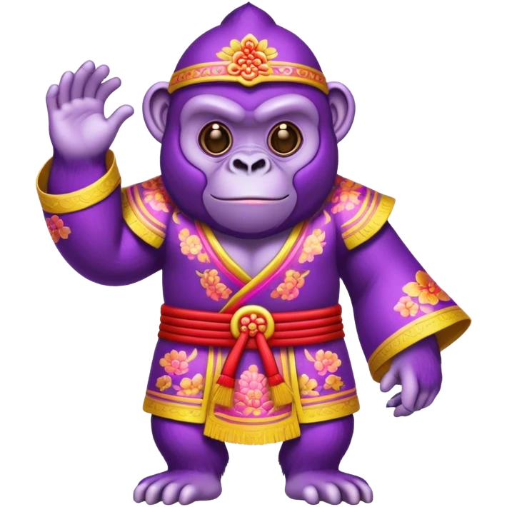 purple gorilla wearing a chinese costume emoji
