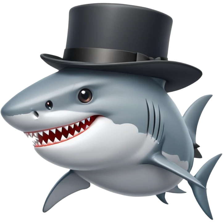 Shark with a top hat emoji