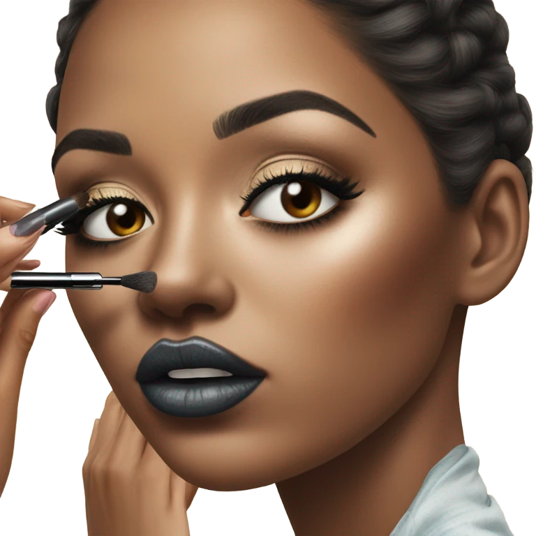 Hyper Realistic fashion model applying her make up emoji