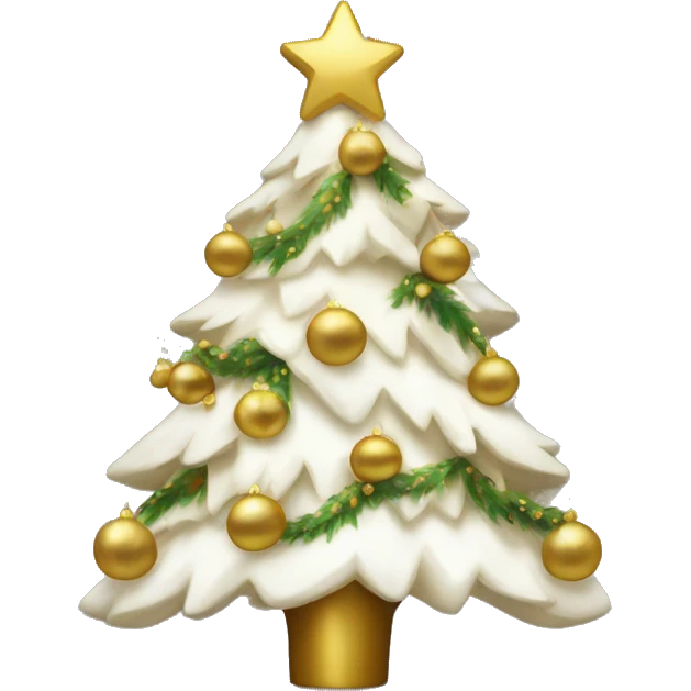 Christmas tree with white and gold decorations emoji