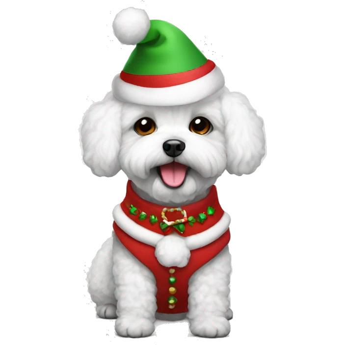 bichon in christmas costume emoji