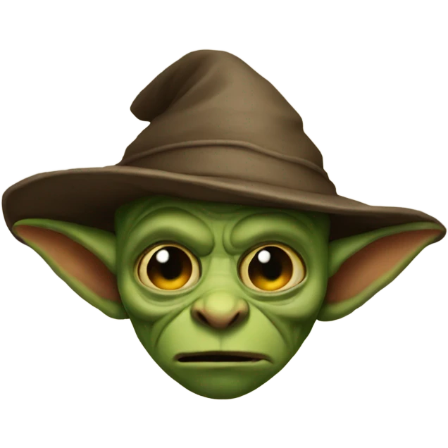 Goblin wearing hat for his eyes not to be seen emoji