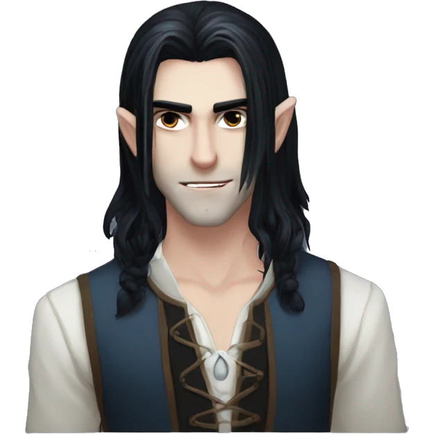 Medium long hair pale vampire male young black hair Witcher face  emoji