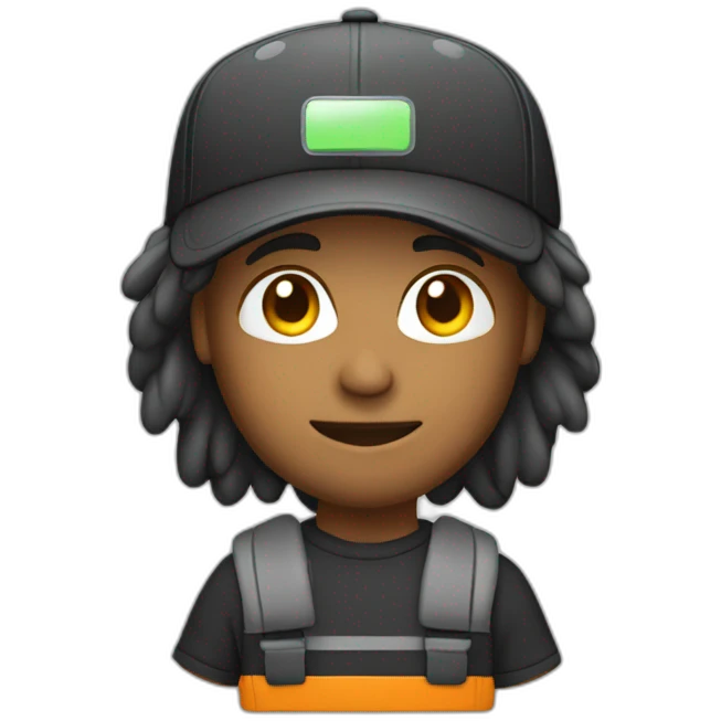 tech guy front laptop with snapback emoji