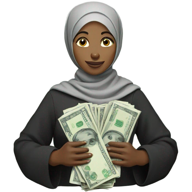 a black hijabi holding money  emoji