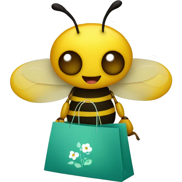 a bee with shopping bag emoji
