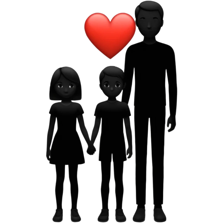 silhouette of two people, one taller, one smaller, with a heart between them emoji