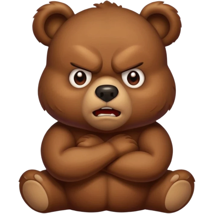 Full Beary puffed cheeks, furrowed brows, tiny anger vein, crossed arms, exaggerated cartoon rage, vibrant colors emoji