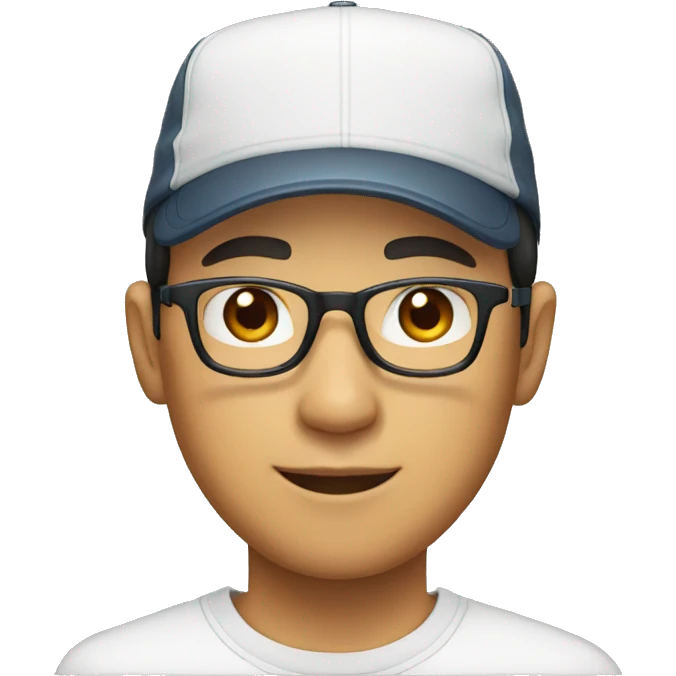 asian male with cap and glasses with a white t-shirt emoji