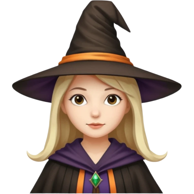 A younger woman with a witch's hat and robes (classic student or young witch look). emoji
