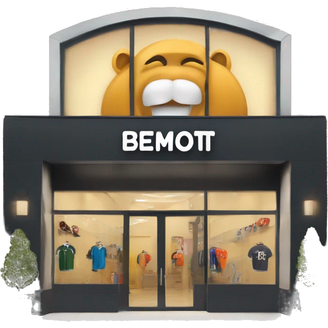 “Sports store exterior with a sleek design, large windows displaying athletic gear, bold signage, and an inviting entrance with modern doors.” emoji