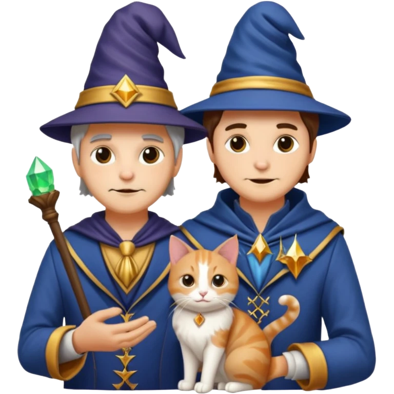 magician couple and their pet cat emoji