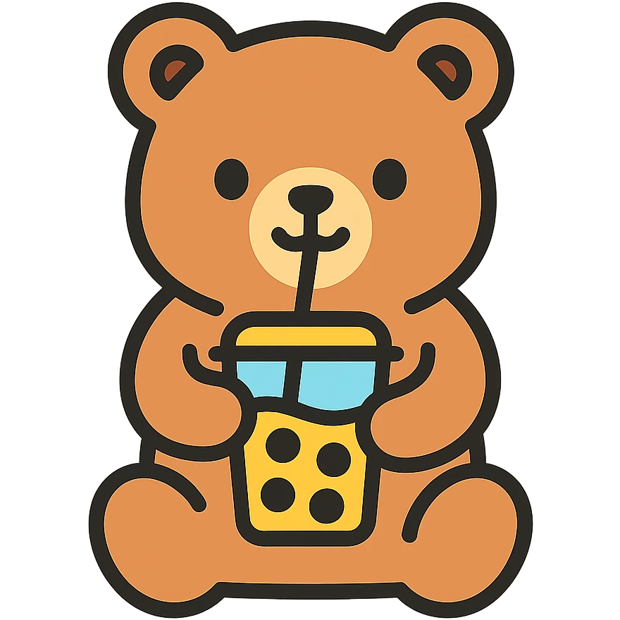 cute bear drinking boba tea emoji