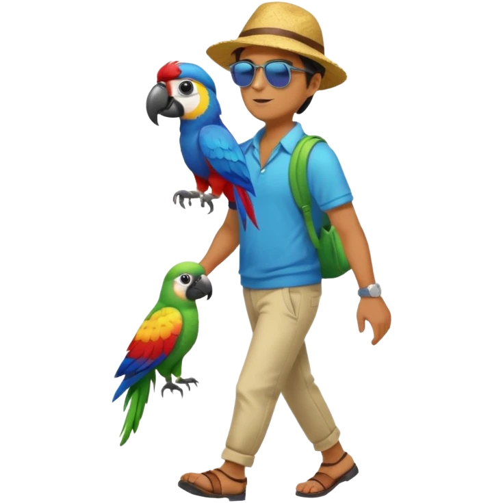 Walker with parrot on shoulder, Full body with walking pose emoji
