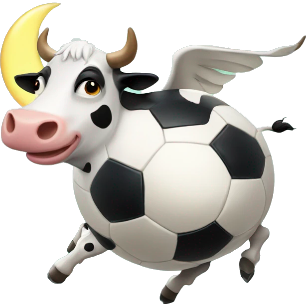 Soccer skin flying cow over moon emoji