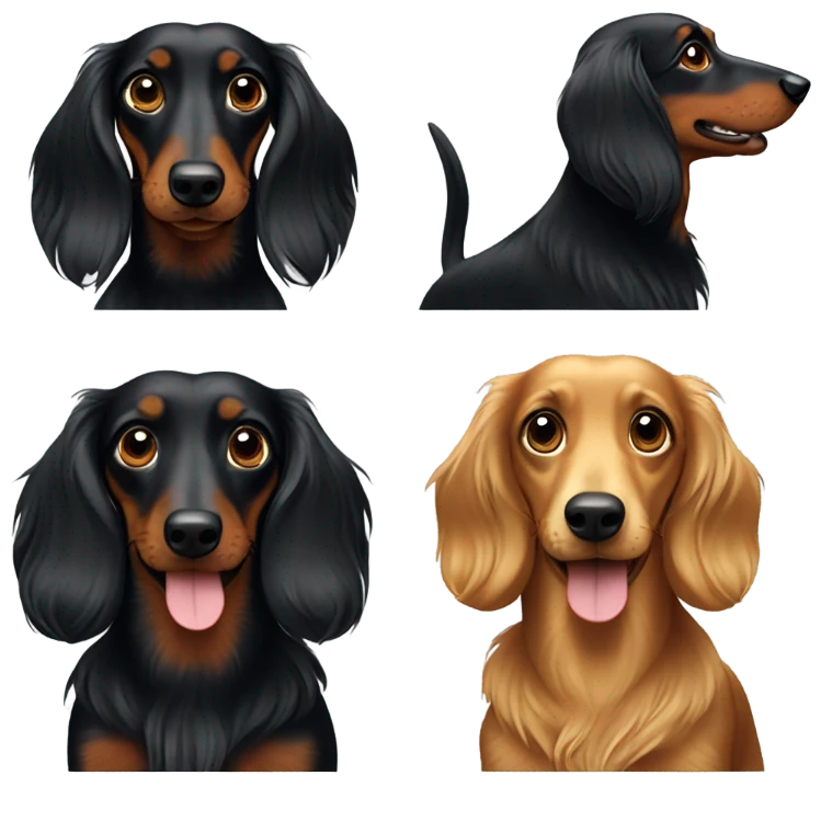 Black and w long haired dachshunds  emoji