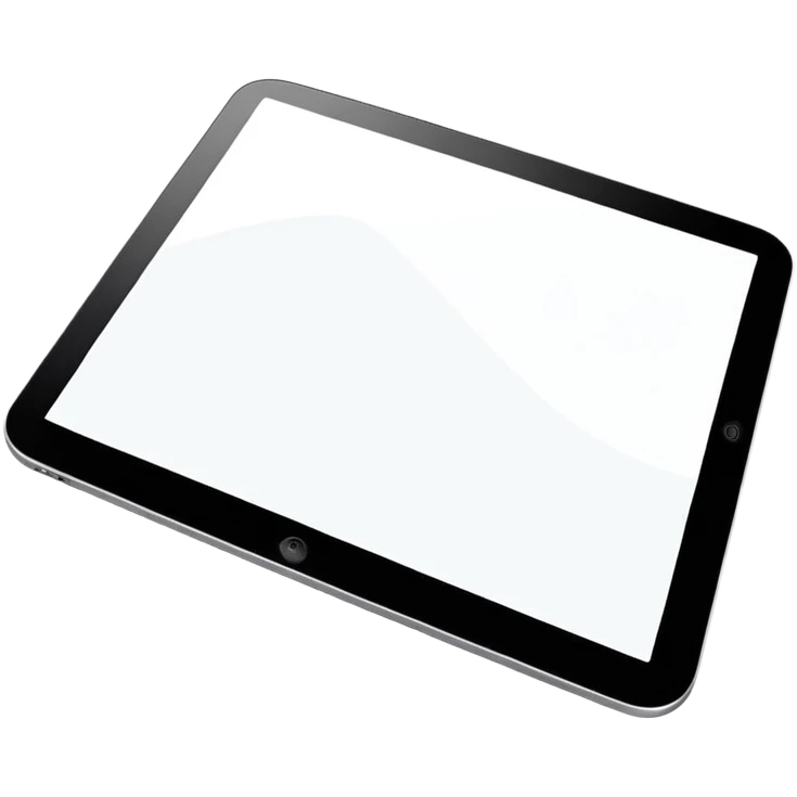 digital tablet  hovering above a smooth vector curve emoji